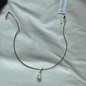 BaubleBar Gold Teardrop Pearl Choker Necklace